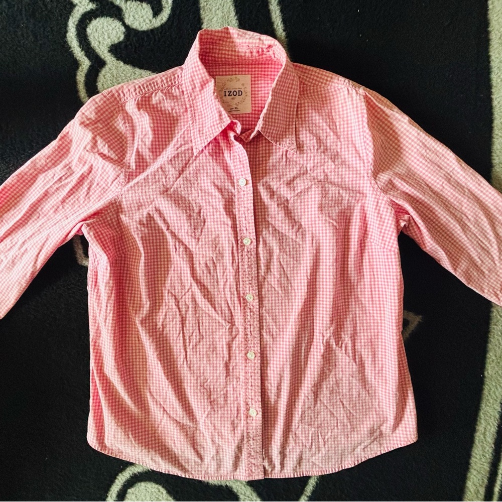 Izod Pink Button Down Shirt Casual Cotton